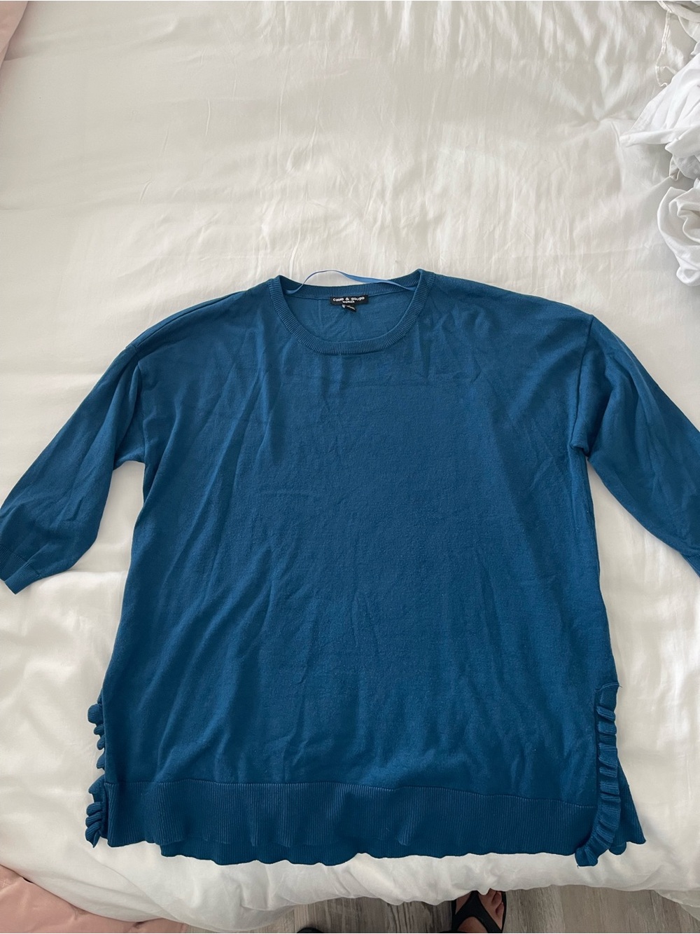 Cable & Gauge Teal Scoop Neck Sweater
